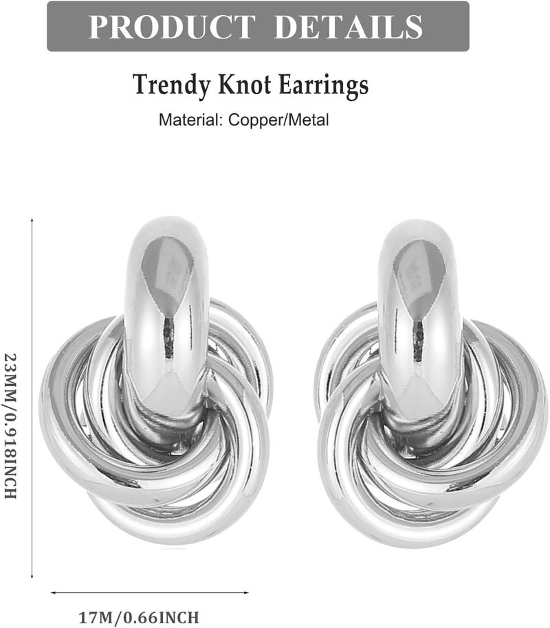 Spiritlele 14K Gold Plated Knot Earrings for Women Gold Silver Earrings Heart Link Drop Dangle Earring Chunky Golden Knotted Statement Jewelry - Image 5